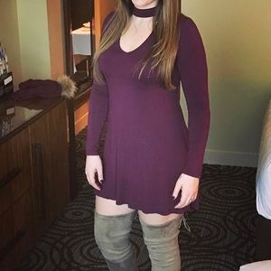 Eggplant choker flare dress